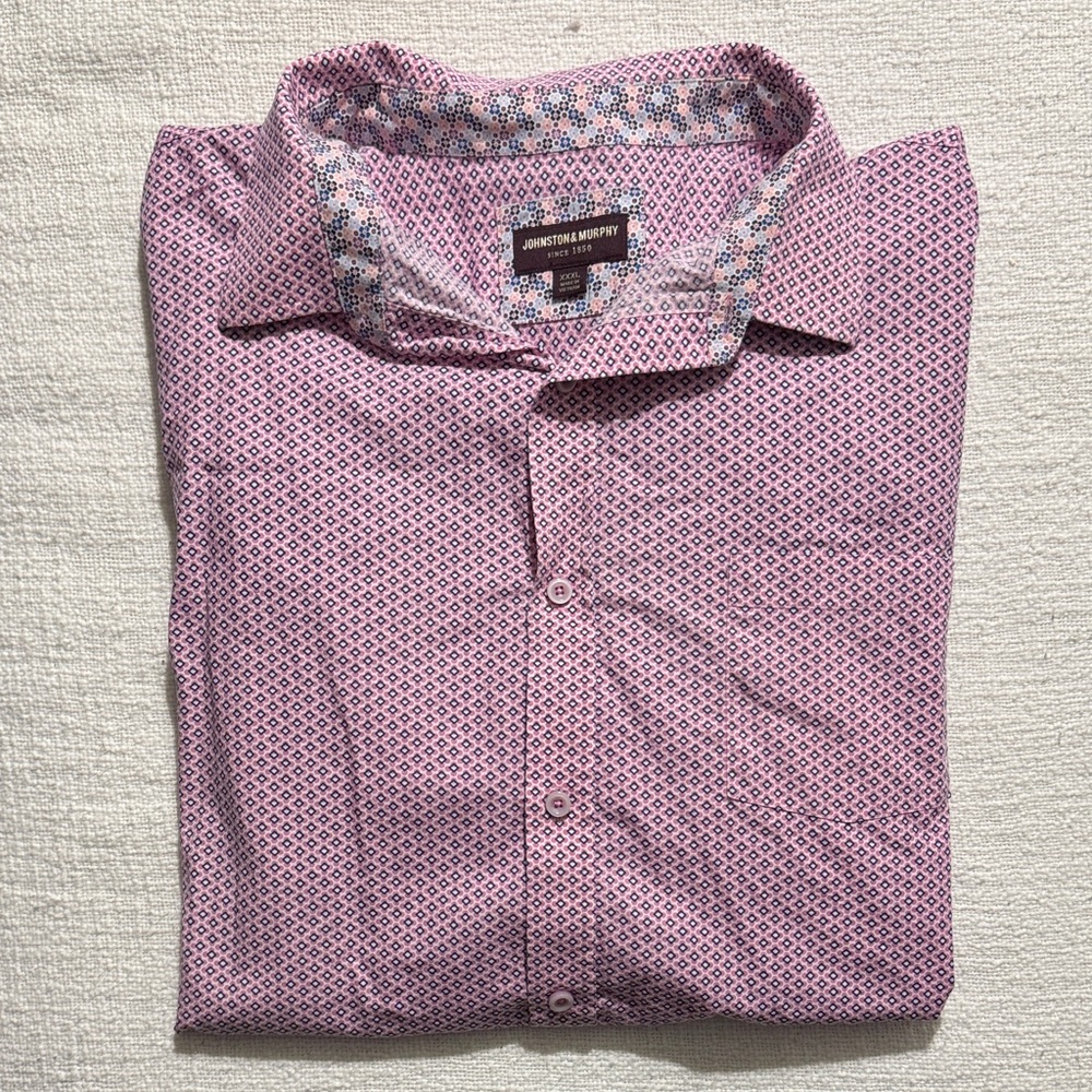 Johnston & Murphy Men's Pink Geometric Shirt